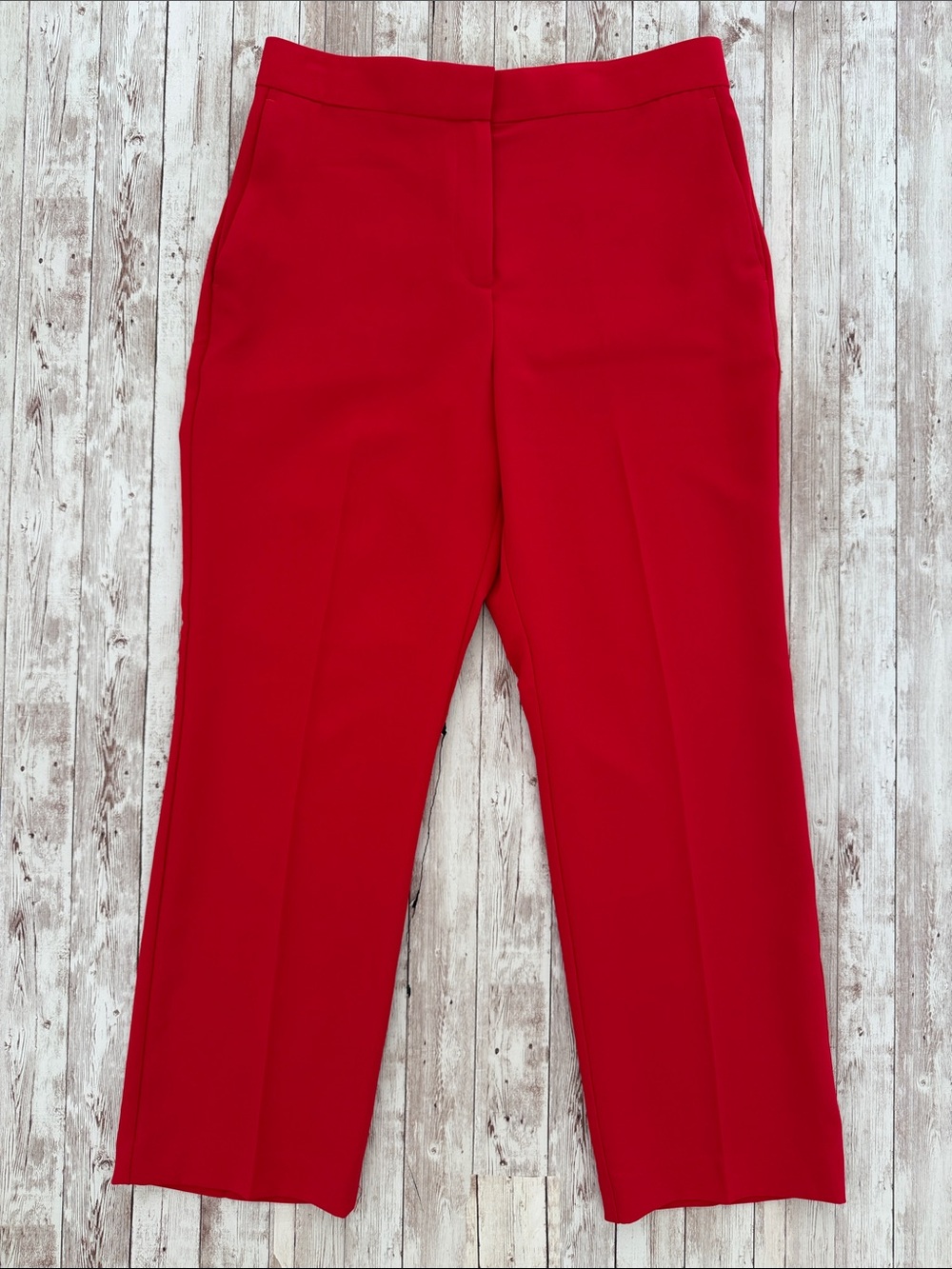 Ann Taylor The High Rise Pencil Pant Fluid Crepe Red sz 10 Suit Dress Straight